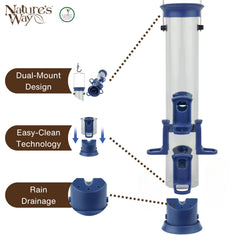 Wild Wings Plastic Seed Tube Bird Feeder top view with wide opening