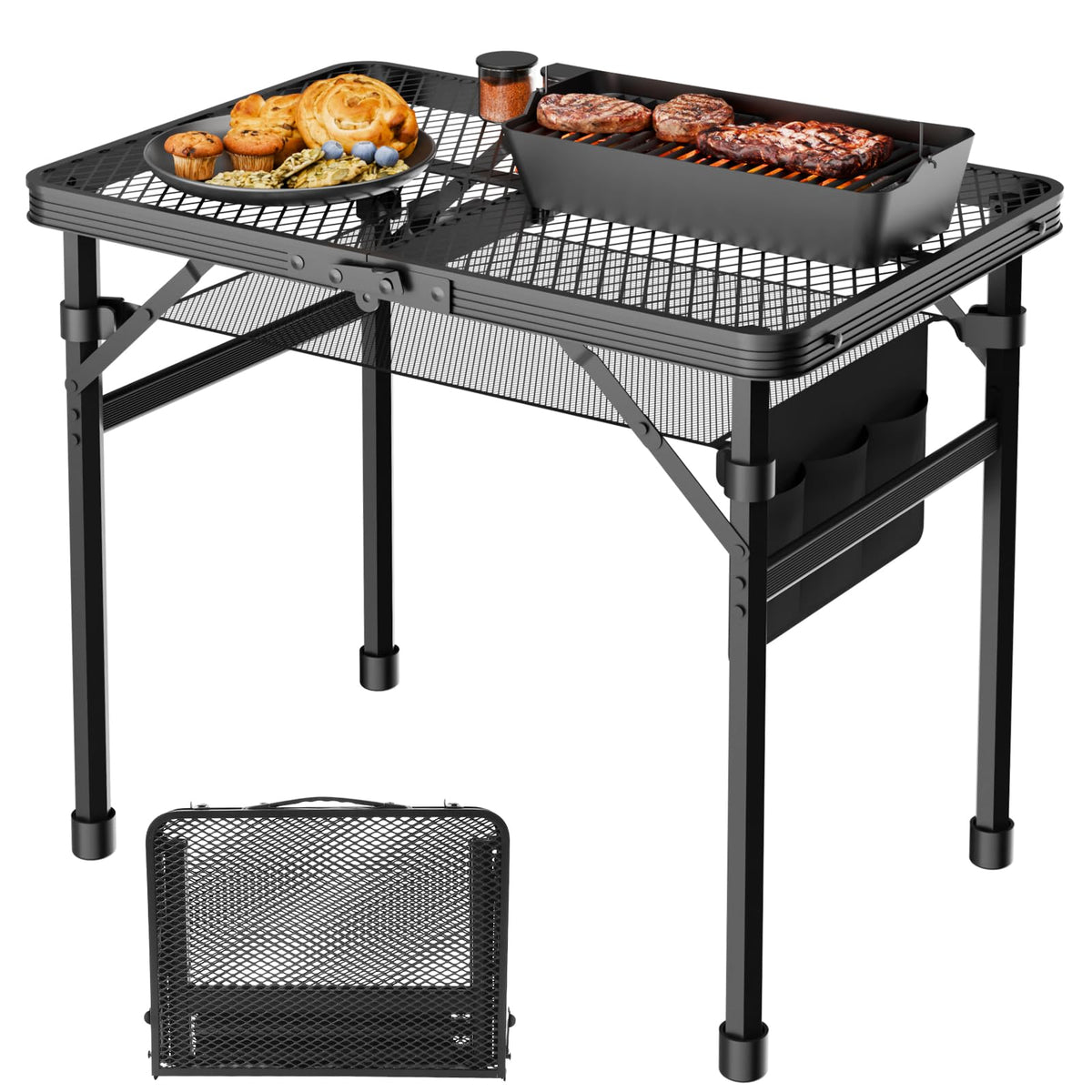 WildFinder 2x1.3 FT Folding Camping Grill Table front view