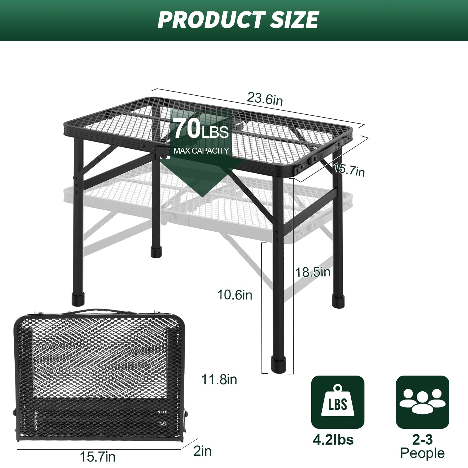 WildFinder Folding Camping Grill Table adjustable height feature