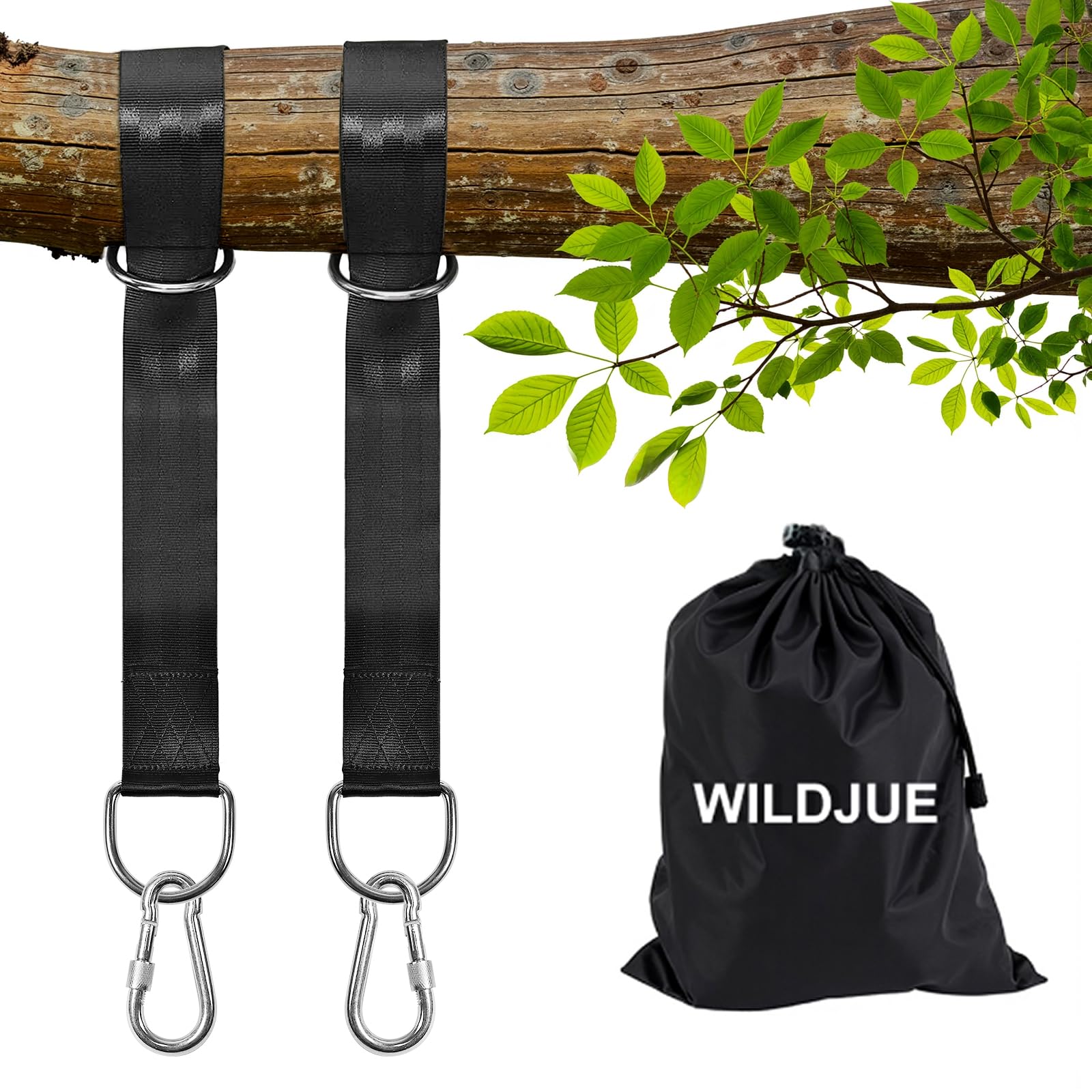 WILDJUE Tree Swing Hanging Straps Kit 5ft with black straps