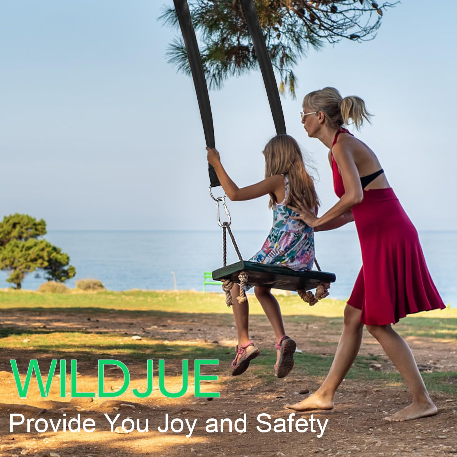 WILDJUE Tree Swing Hanging Straps Kit carabiner close-up