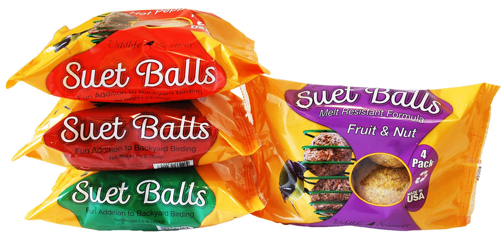 Wildlife Sciences Melt Resistant Suet Balls variety pack with four flavours