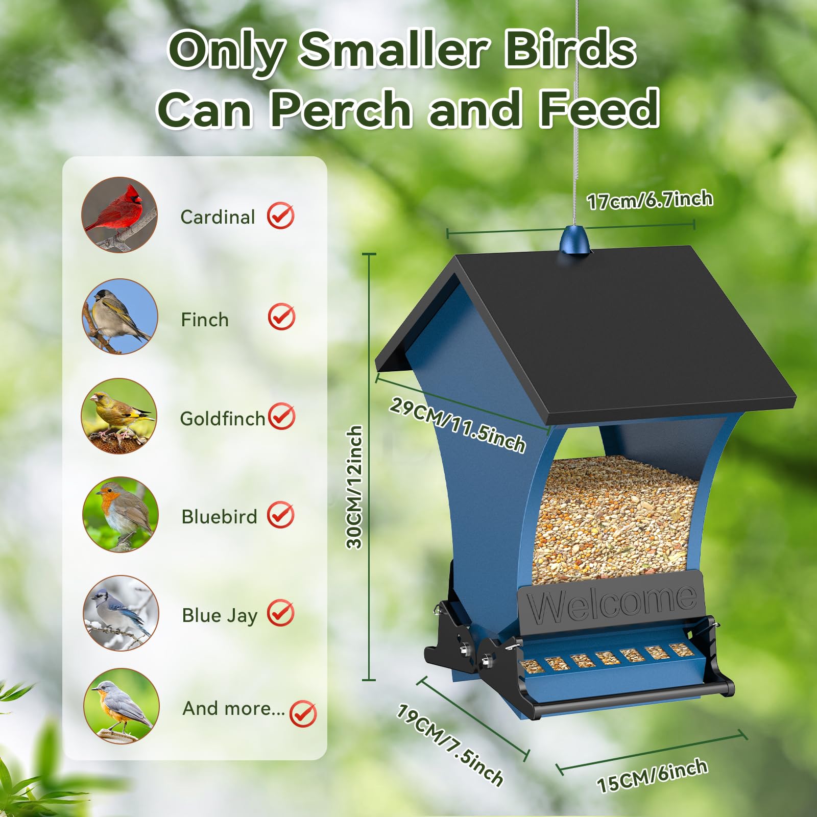 Wildpark Squirrel Proof Bird Feeder filled with seeds