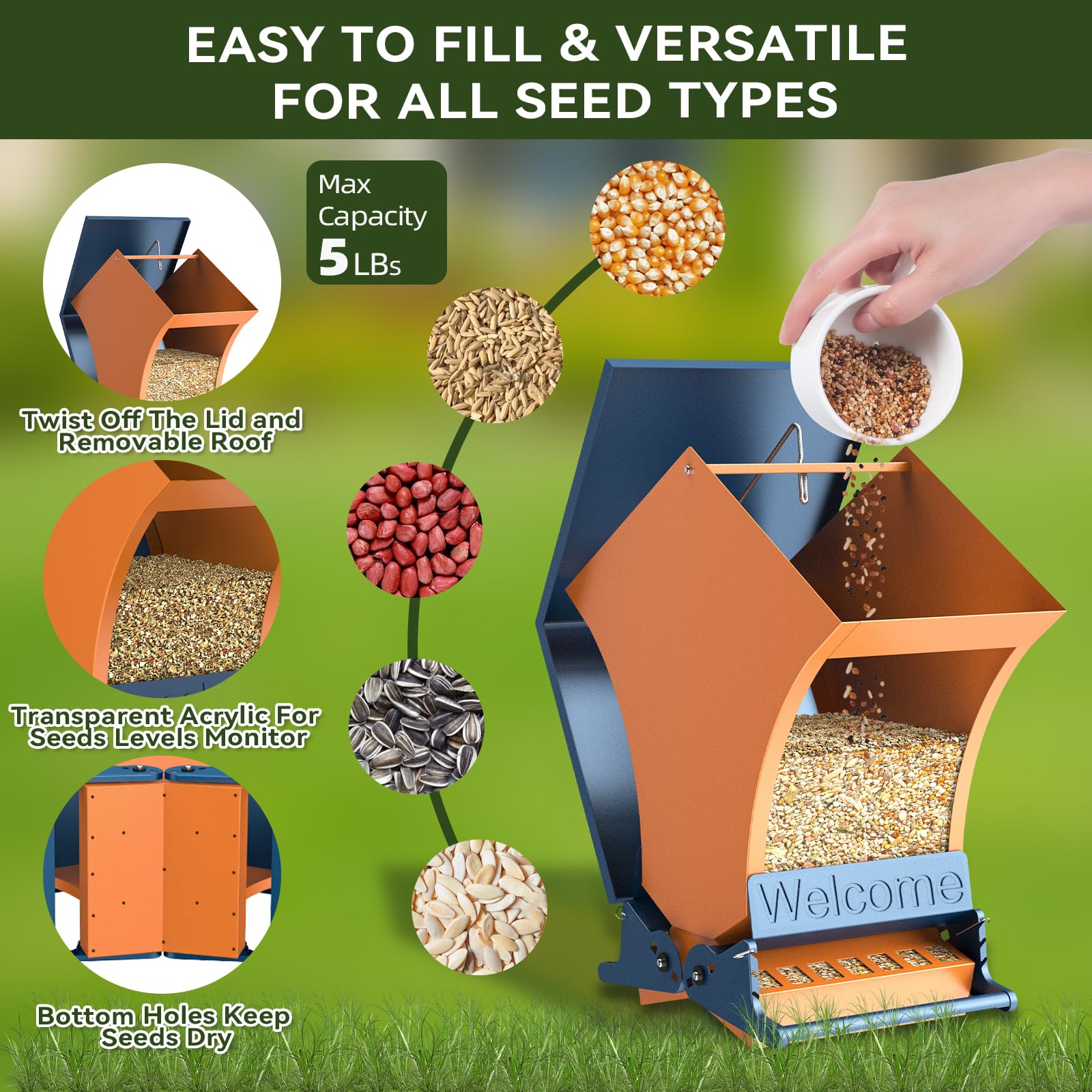 Wildpark Squirrel Proof Bird Feeder with birds feeding