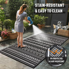 WILDROOTS outdoor rug showing reversible design