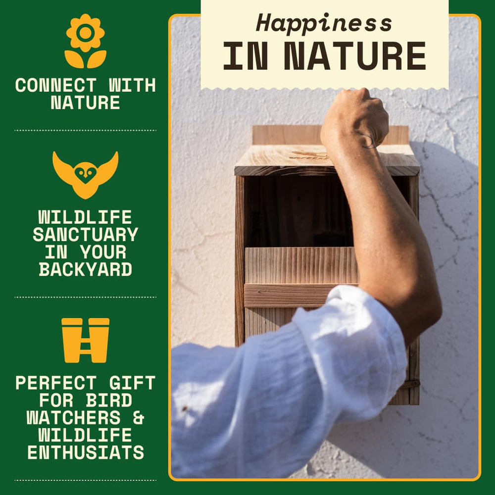 WildYard Barn Owl Nesting Box with birds nearby