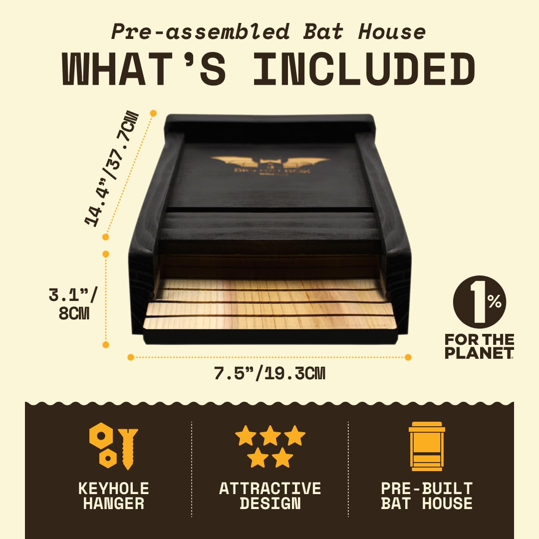 WildYard Bat Box dimensions displayed on a measuring tape