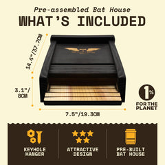WildYard Bat Box dimensions displayed on a measuring tape