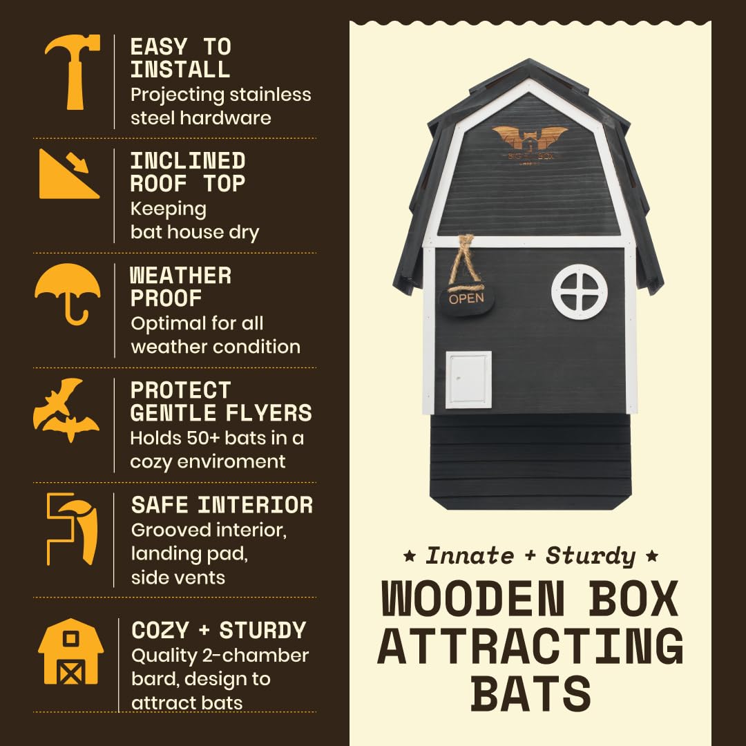 WildYard Big Bat Barn Junior black bat house showing grippable landing pad