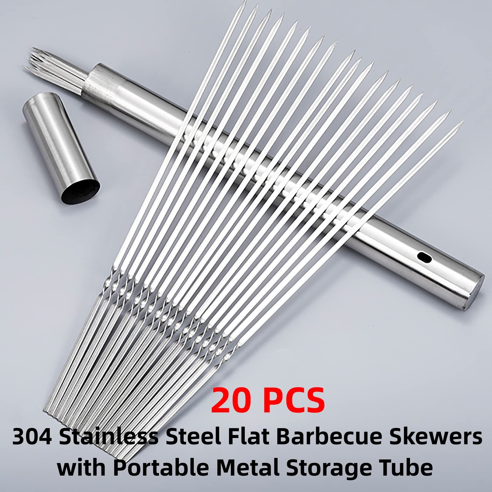 WILLBBQ 13.2 inch stainless steel skewer with grilled vegetables