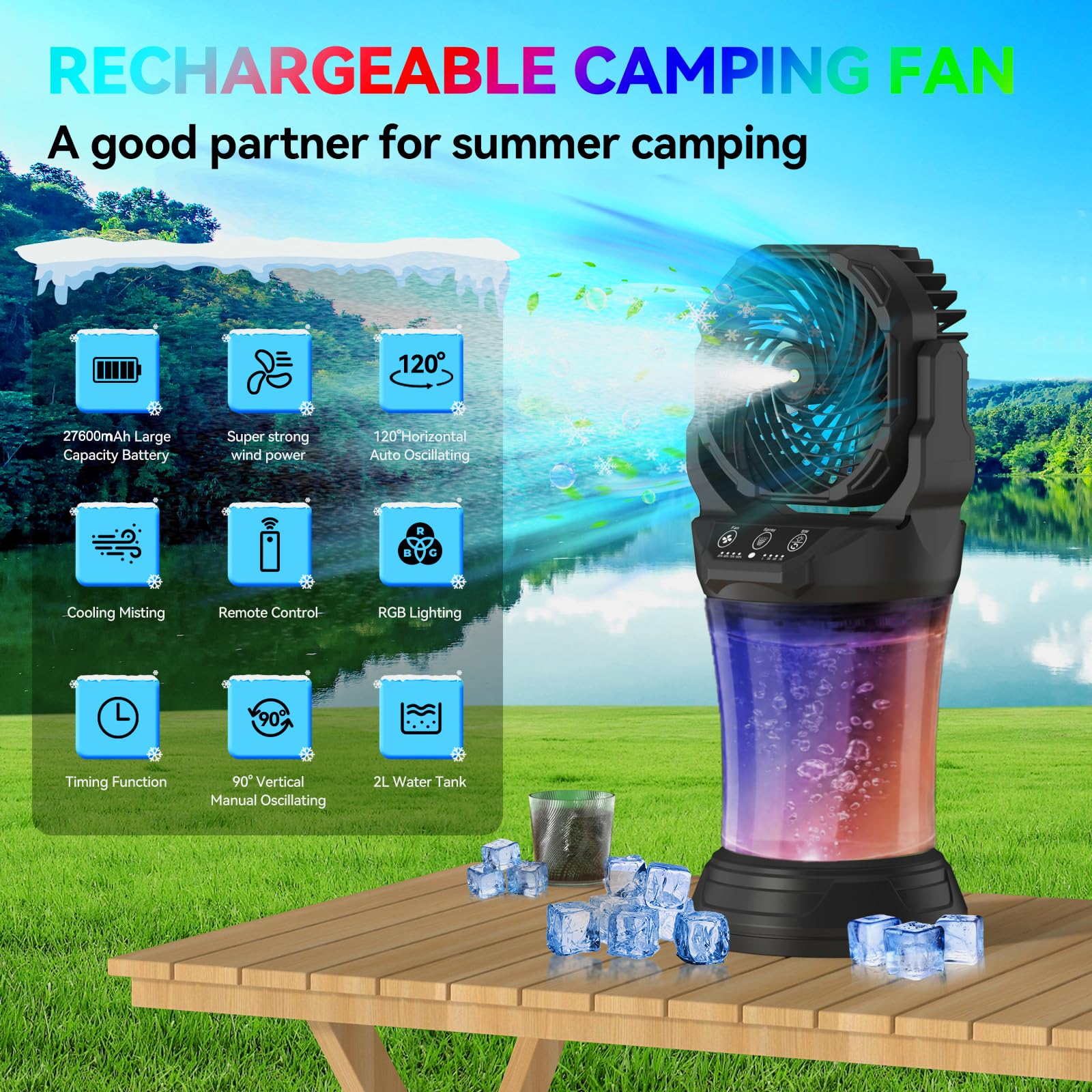 Wilody Misting Fan remote control with adjustable settings