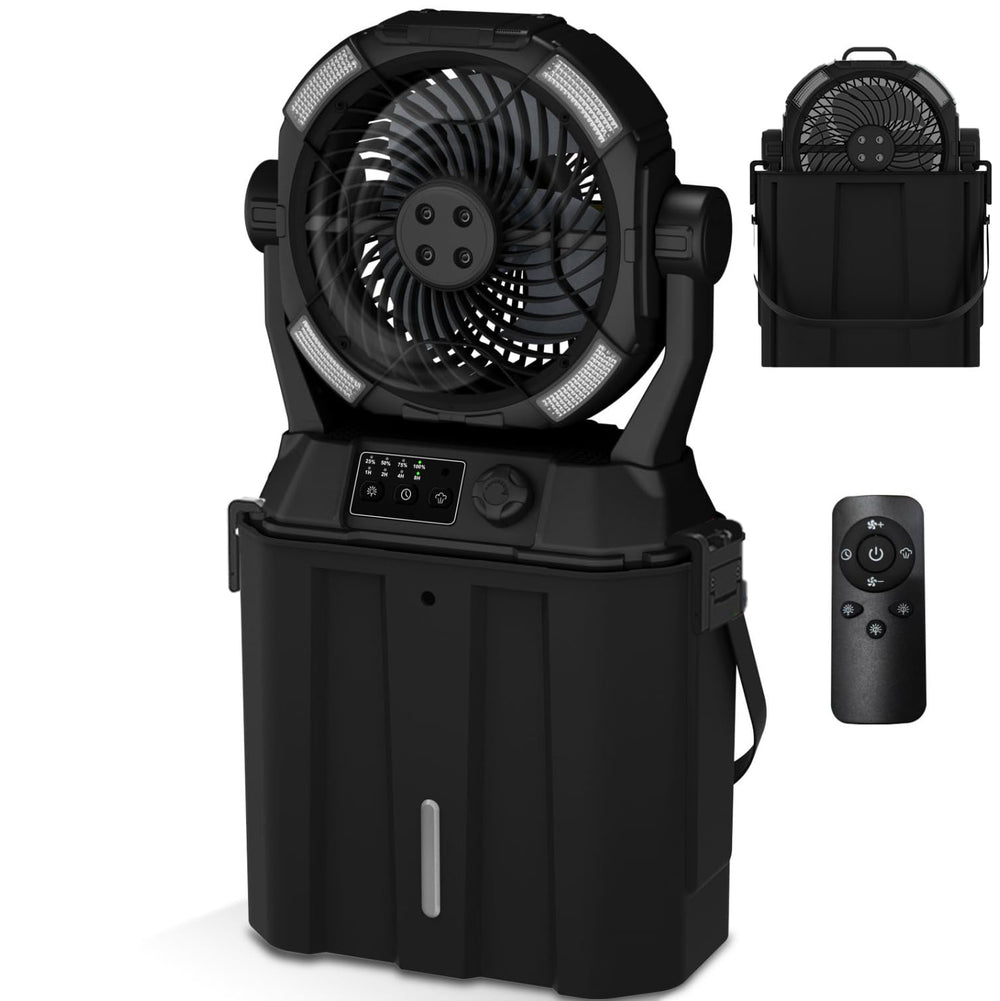 Wilody Portable Misting Fan front view in Jet Black