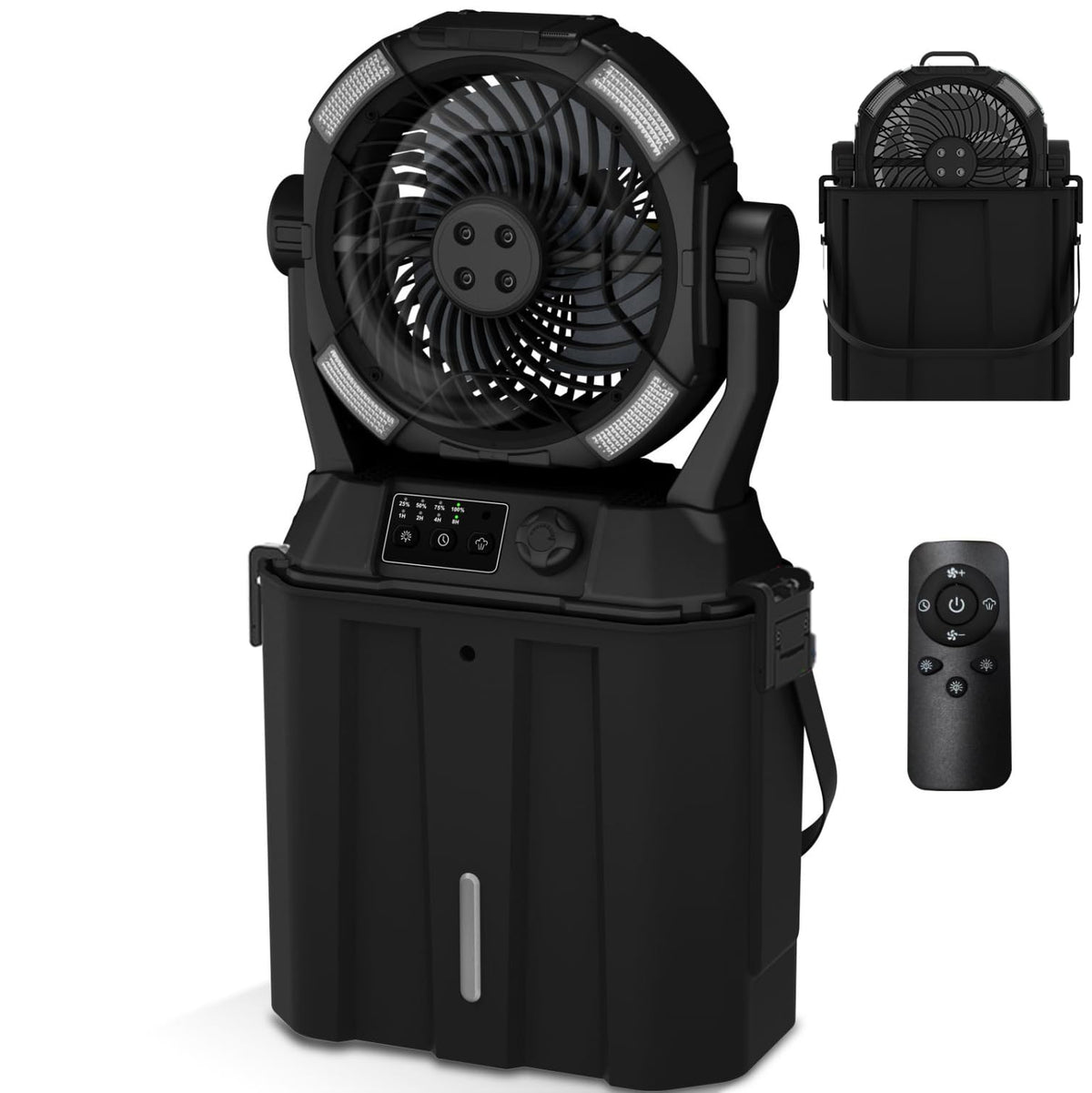 Wilody Portable Misting Fan front view in Jet Black