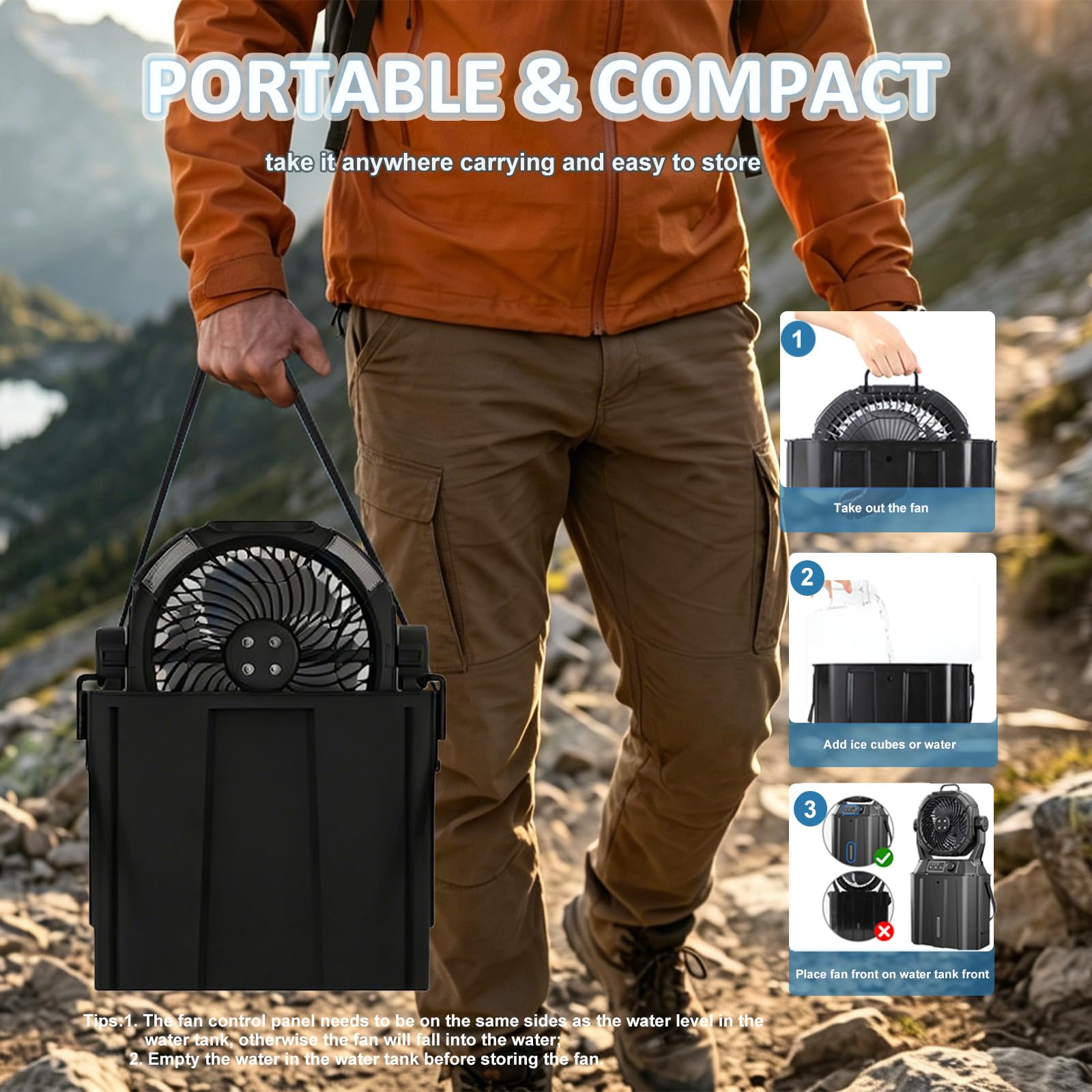Wilody Portable Misting Fan user manual and charging cable