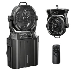 Wilody Portable Misting Fan with remote control and LED lights, black