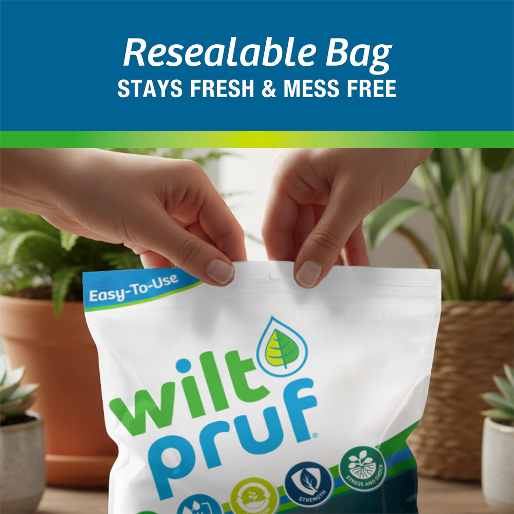 Wilt-Pruf 5-in-1 Soil Additive with potted plants
