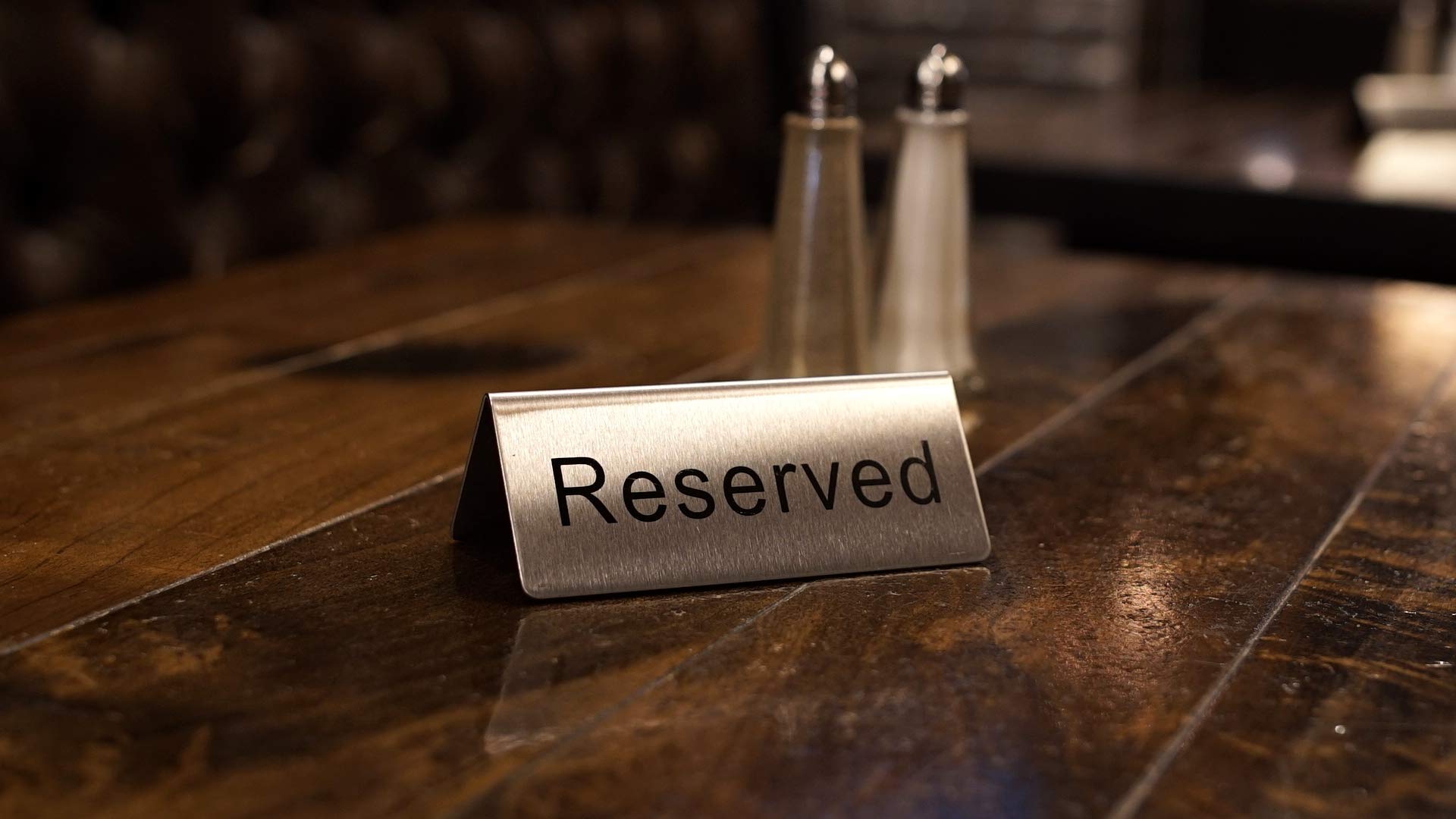 Winco Reserved Table Signs pack of 6 with stainless steel finish