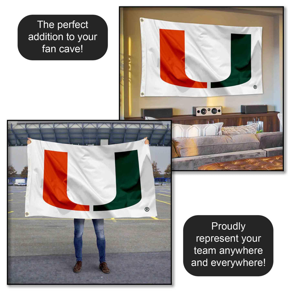 WinCraft Hurricanes White 3x5 banner flag hanging on a wall