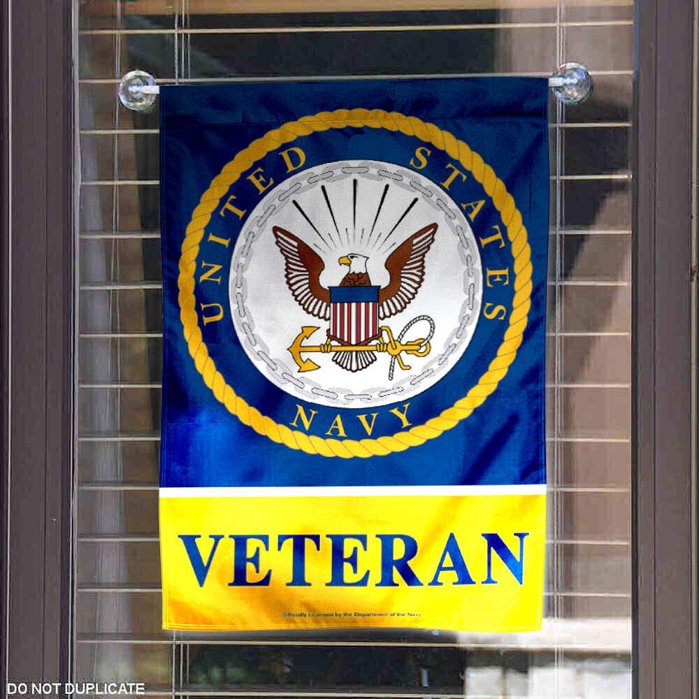 WinCraft Navy Veteran Garden Flag displayed in garden setting