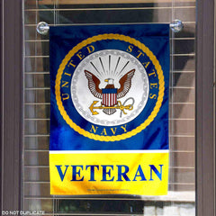 WinCraft Navy Veteran Garden Flag displayed in garden setting