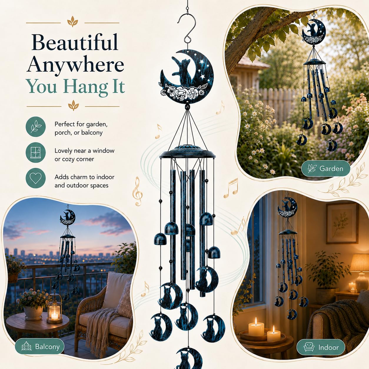 Wind chime displayed in a garden setting