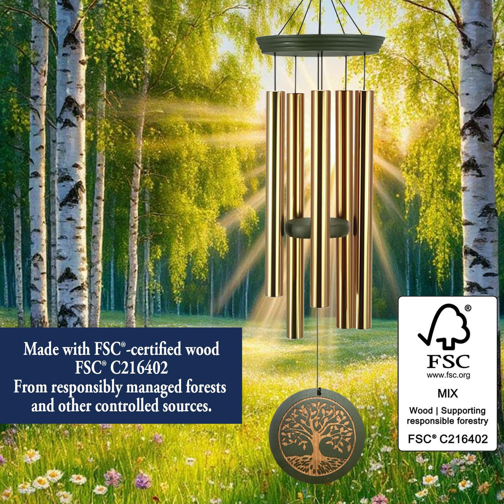 Wind chime in a memorial garden setting