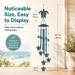Wind chime in garden setting hanging from porch