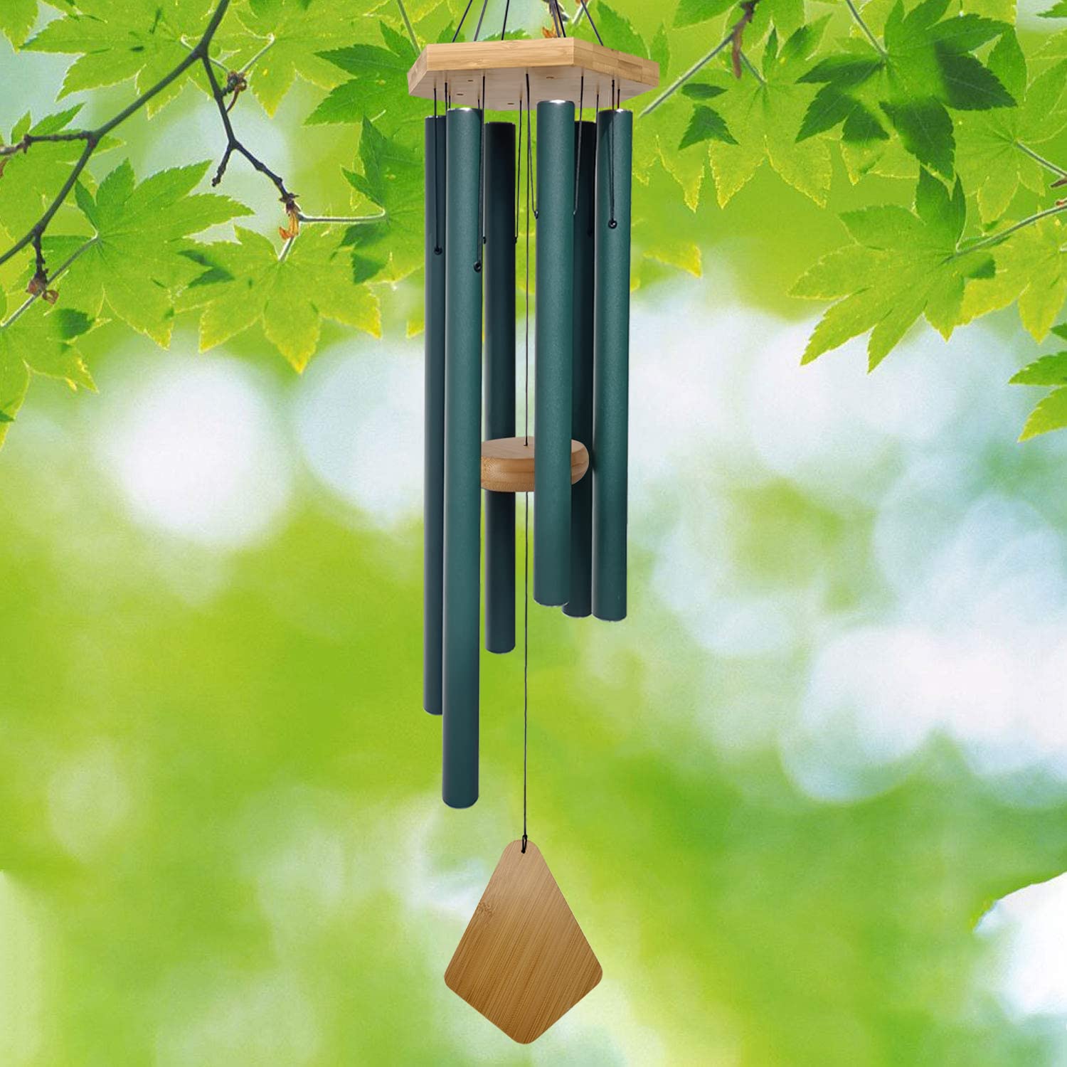 Wind chime packaging showing product details