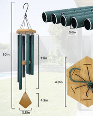 Wind chime with green finish in outdoor decor