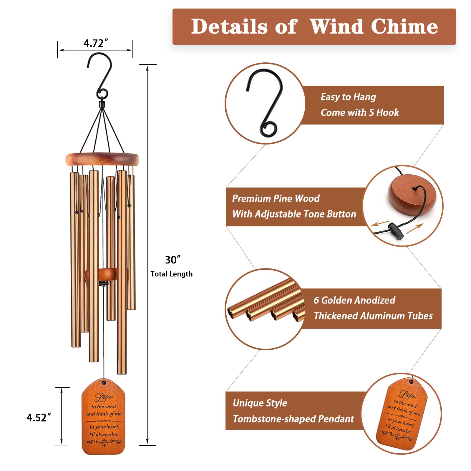 Wind chimes hanging in a garden setting