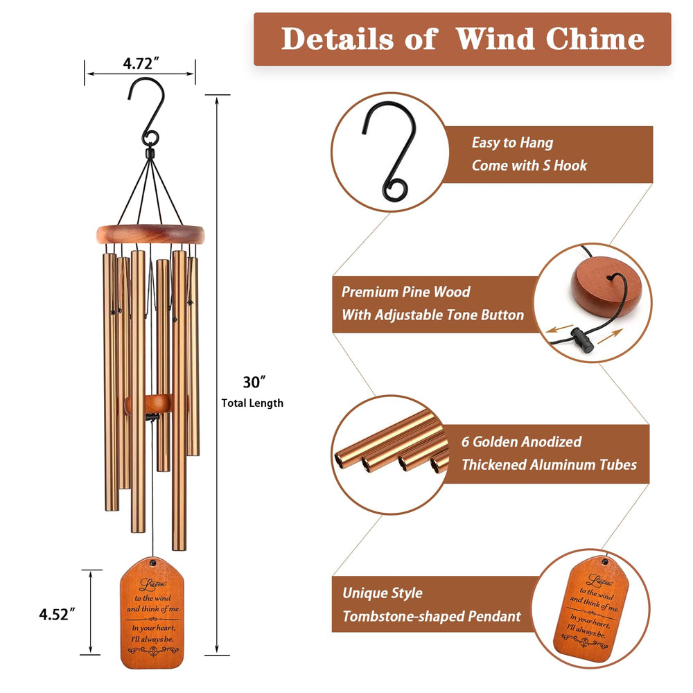 Wind chimes hanging in a garden setting