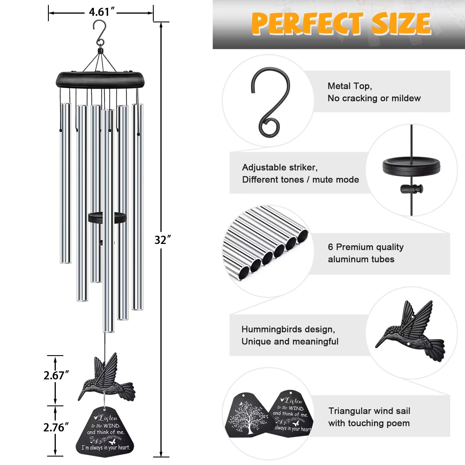 Wind chimes hanging outdoors in a garden setting