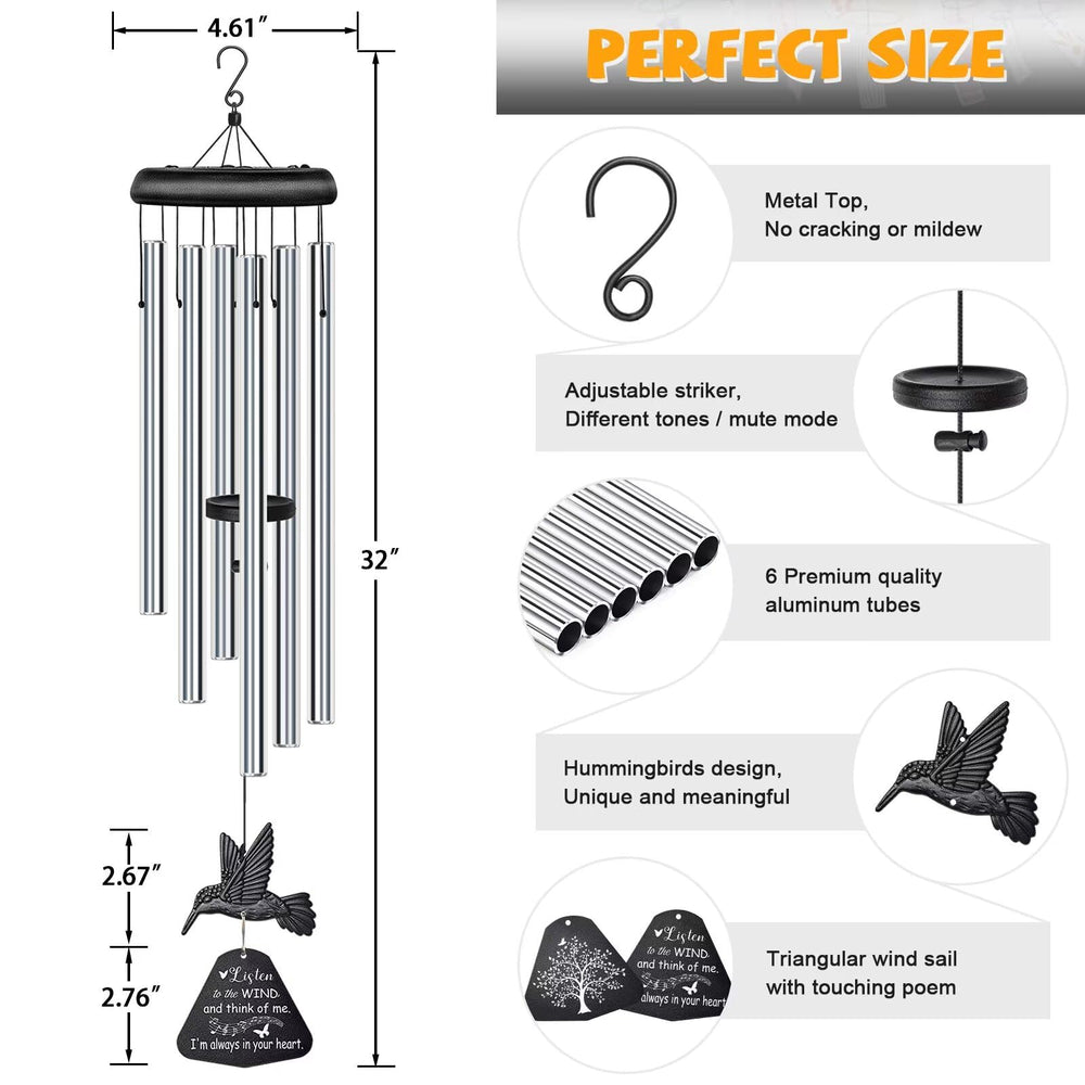 Wind chimes hanging outdoors in a garden setting