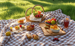 Wind Tour Picnic Blankets set laid out on sandy beach
