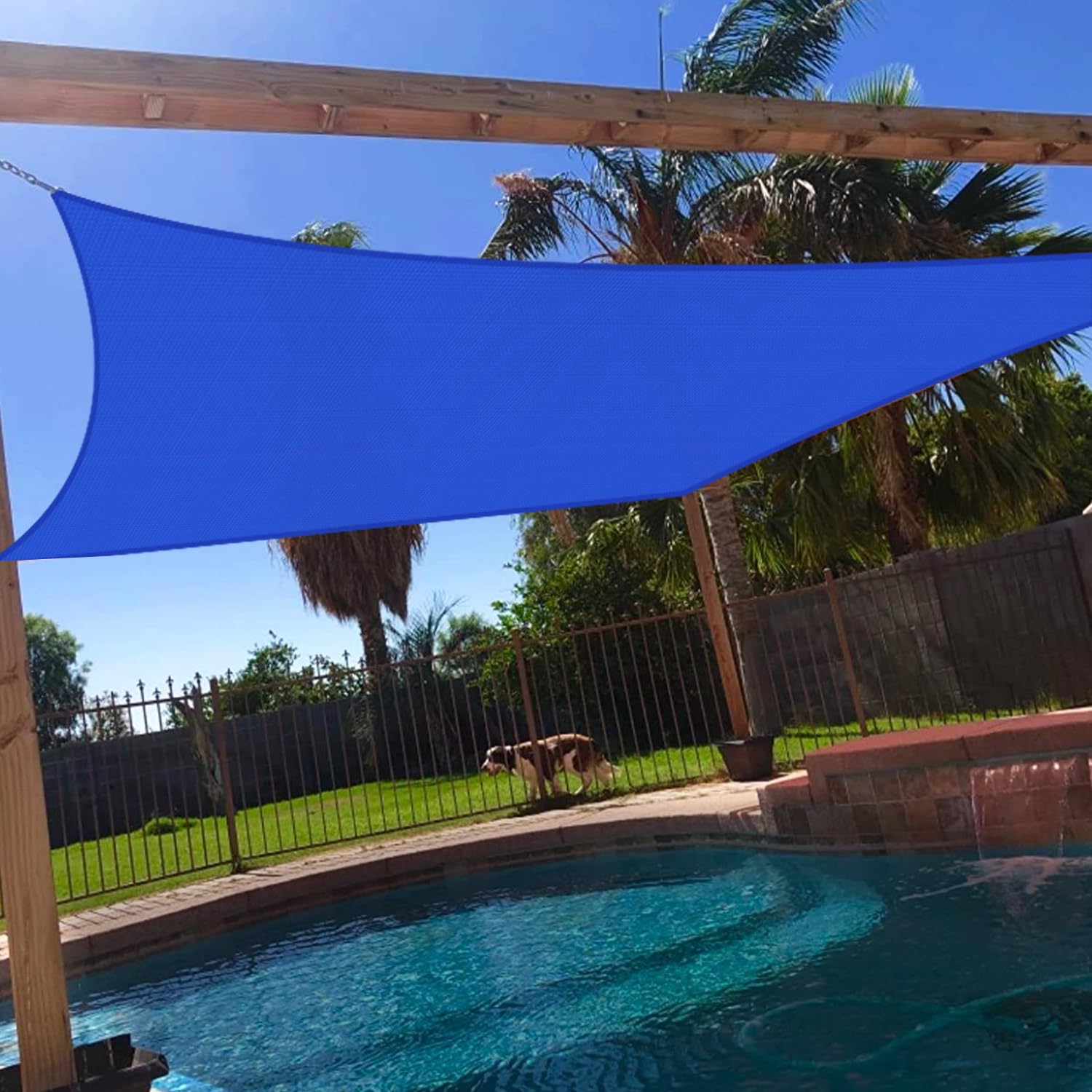 Windscreen4less 16' x 20' shade sail blue front view