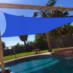 Windscreen4less 16' x 20' shade sail blue front view