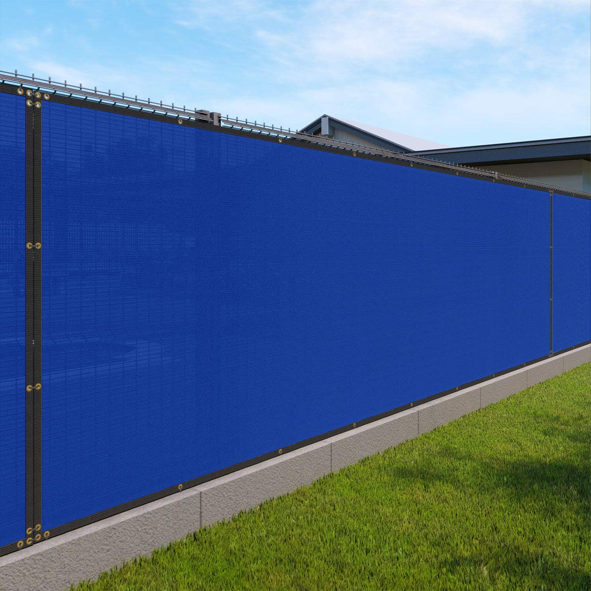 Windscreen4less 6' x 25' Privacy Fence Screen in blue front view