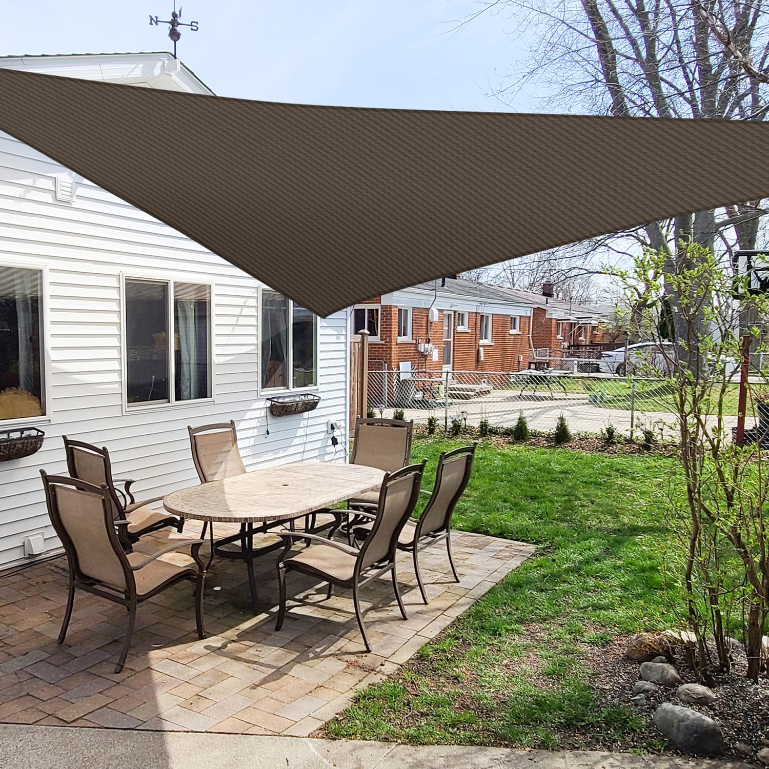 Windscreen4less 6' x 6' x 6' Sun Shade Sail in brown
