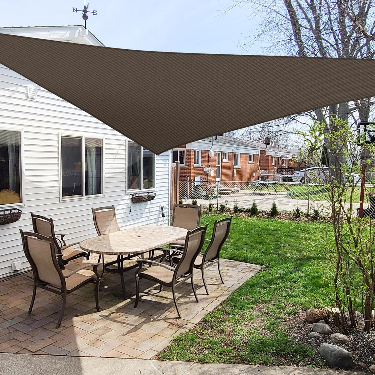 Windscreen4less 6' x 6' x 6' Sun Shade Sail in brown