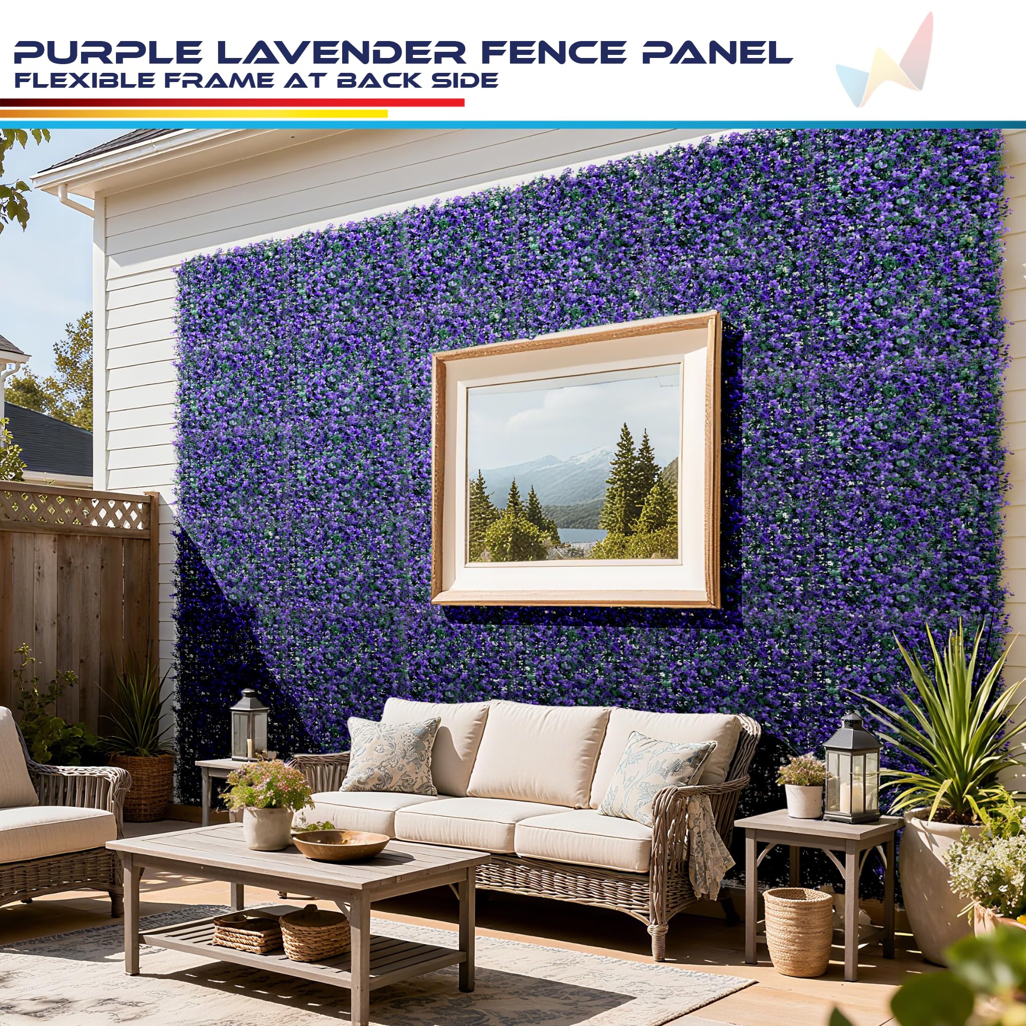 Windscreen4less lavender purple artificial boxwood panel stacked