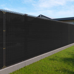 Windscreen4less Privacy Fence Screen 6' x 12' black front view