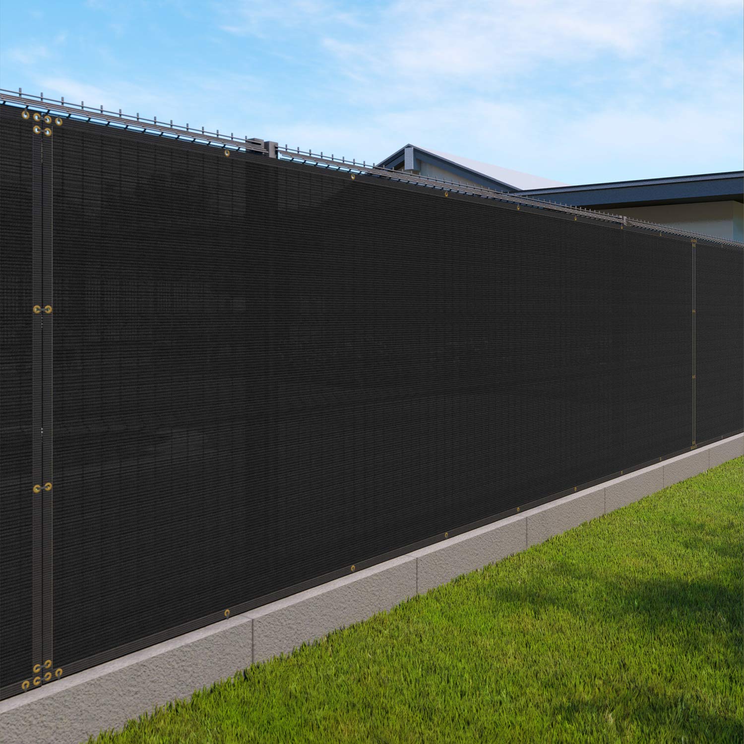 Windscreen4less Privacy Fence Screen 6'x20' Black front view