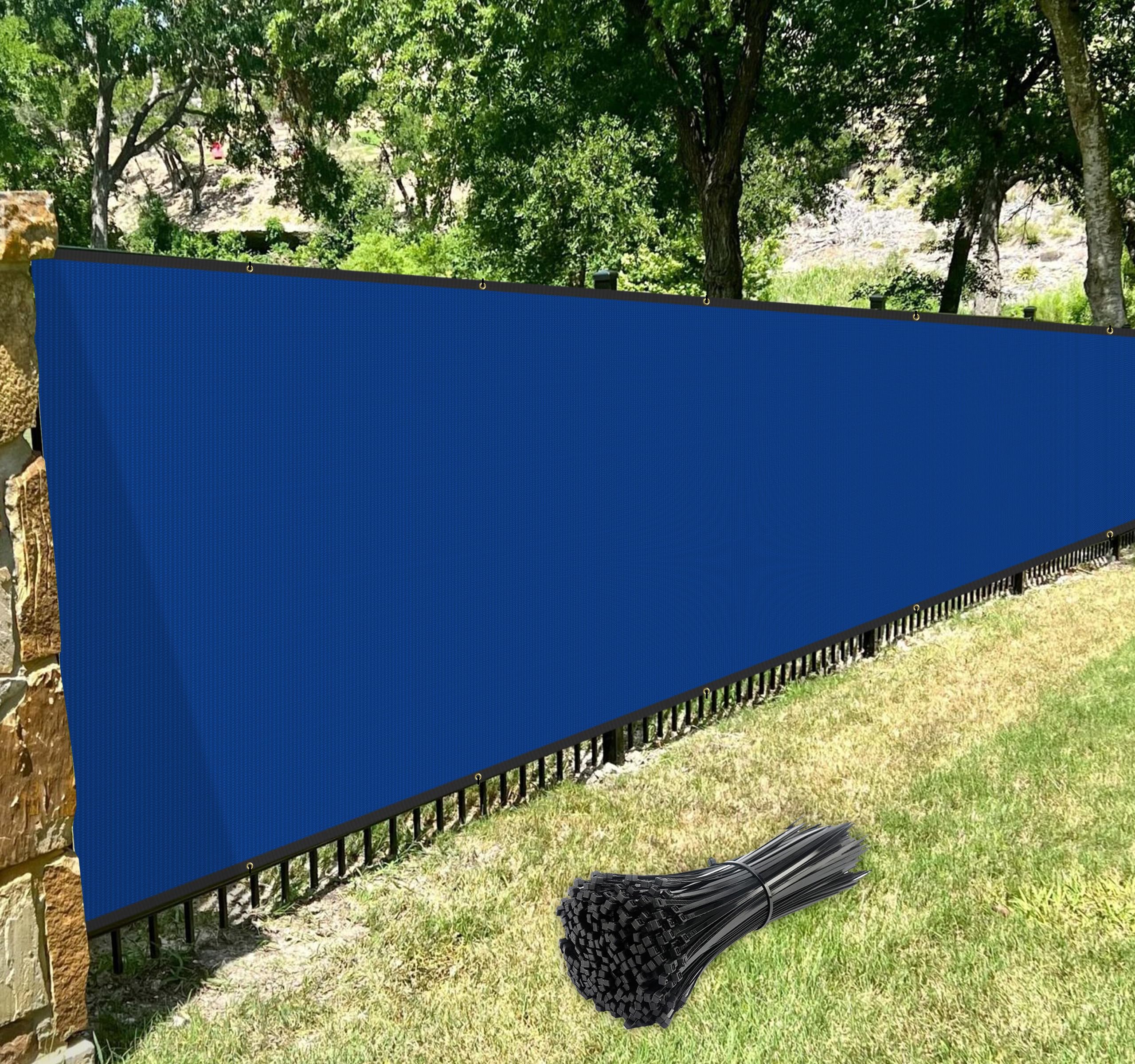 Windscreen4less Privacy Fence Screen secured to a chain link fence