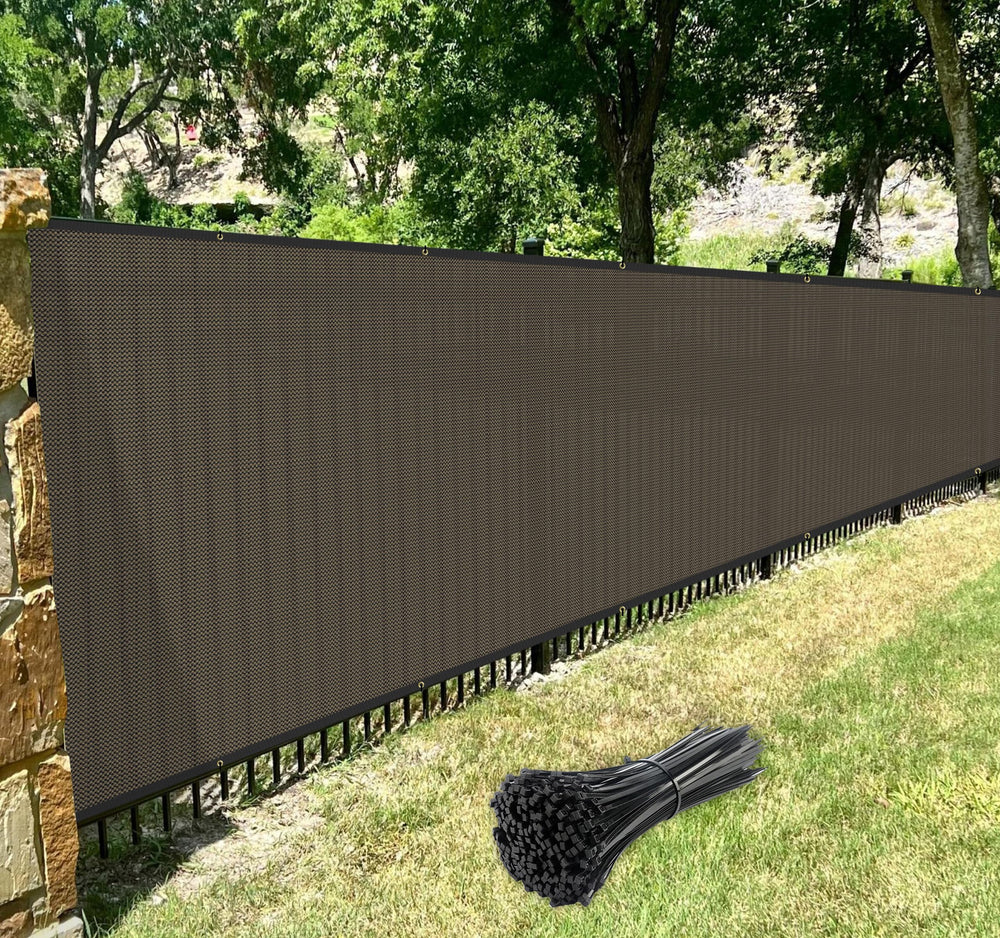 Windscreen4less privacy screen providing shade on a patio