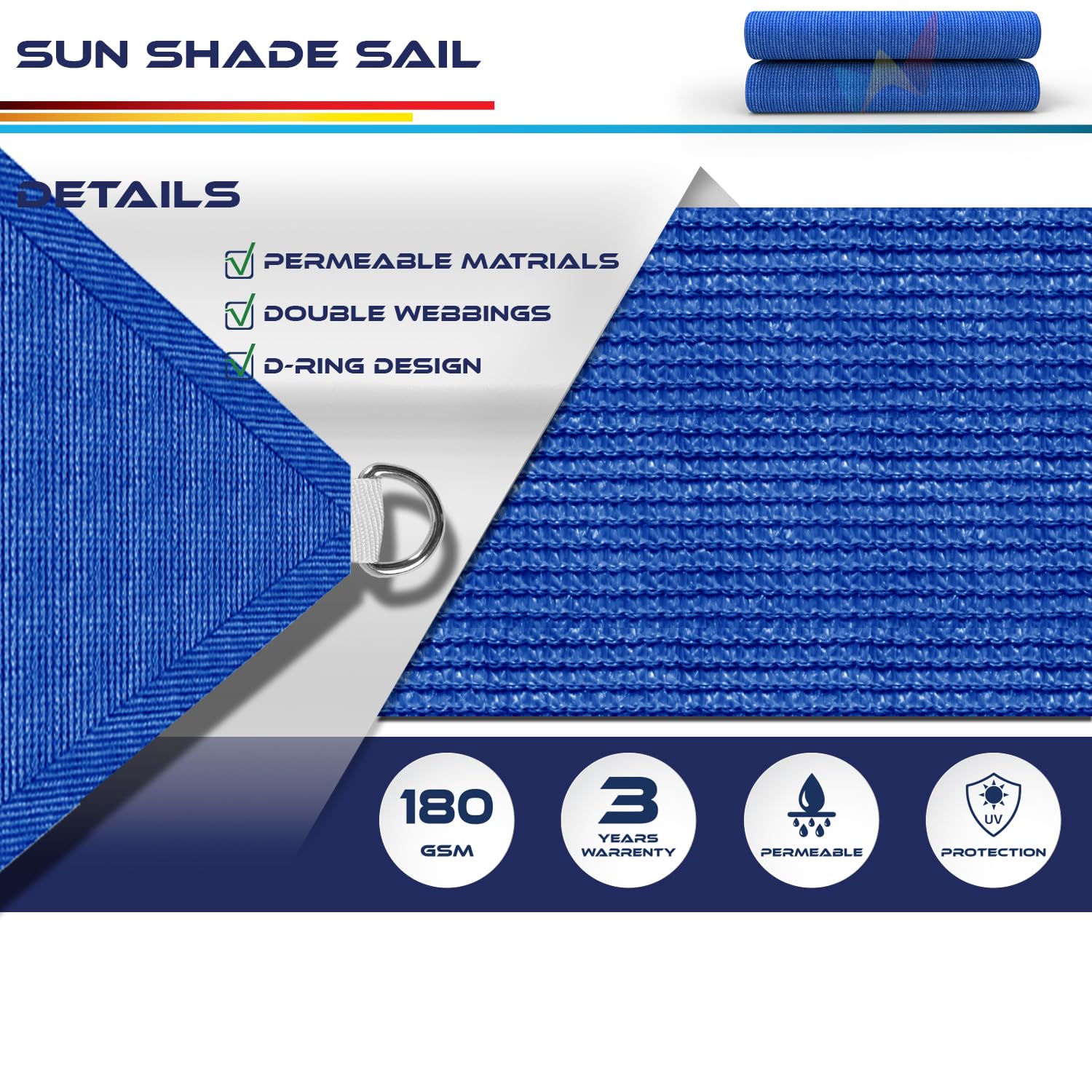 Windscreen4less shade sail blue installation example on patio