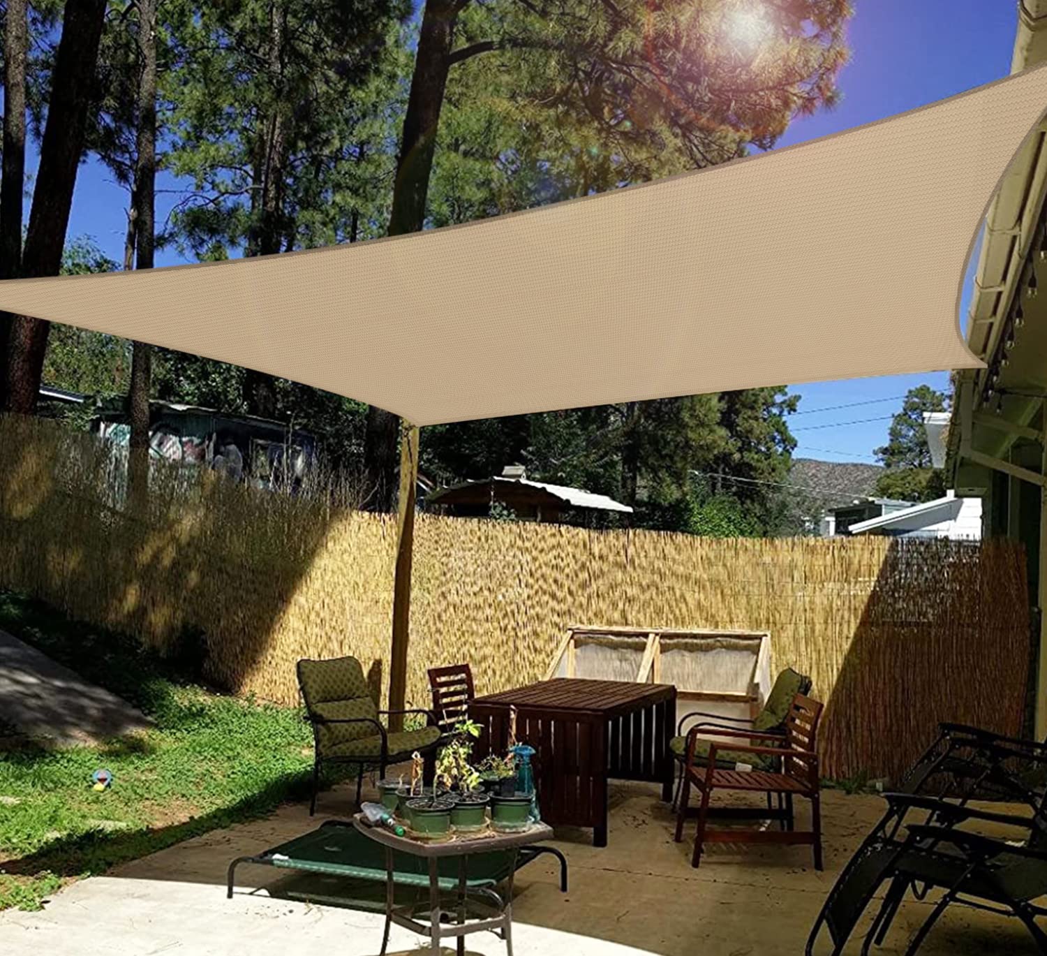 Windscreen4less Sun Shade Sail displayed in a backyard setting