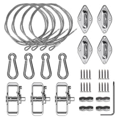 Windscreen4less Sun Shade Sail Hardware Kit components including winches and cables