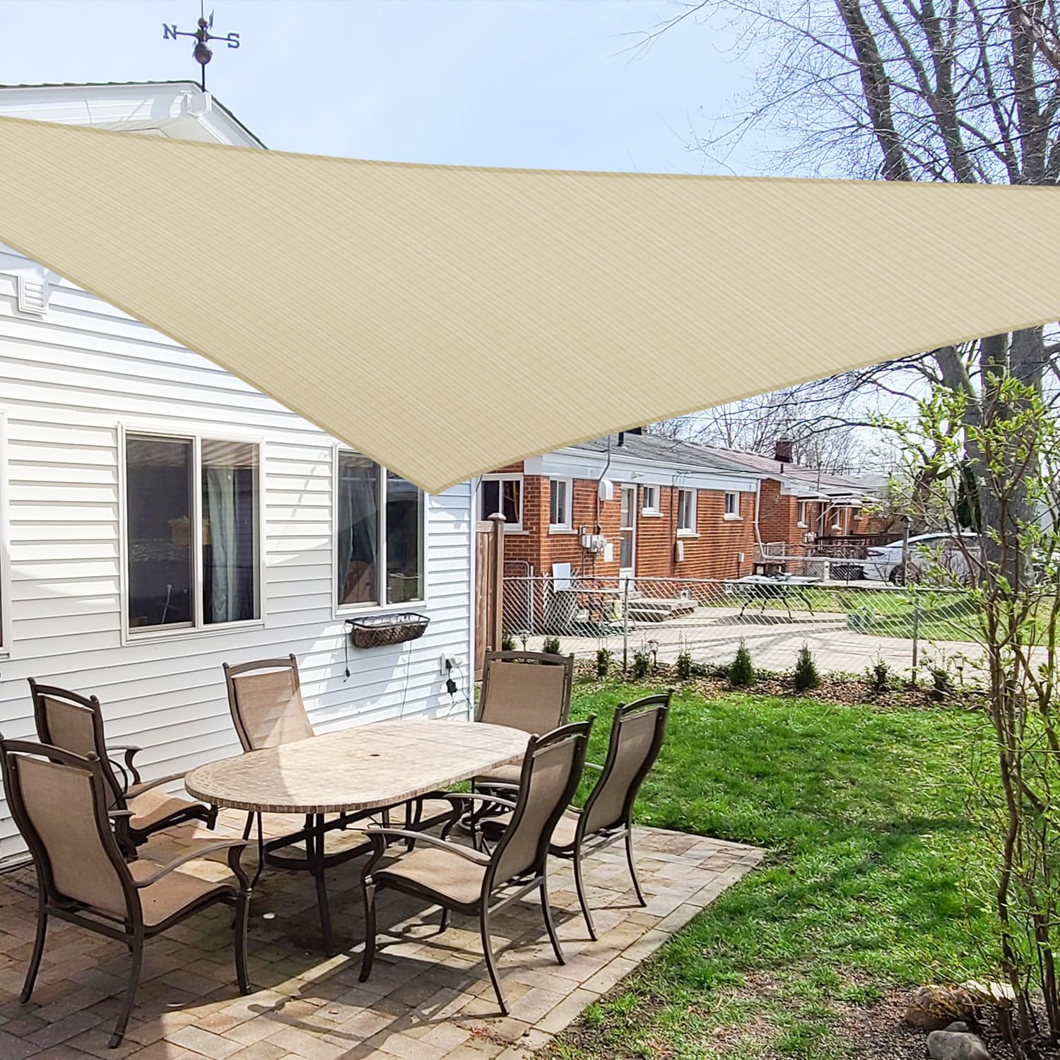 Windscreen4less sun shade sail providing shade on a patio
