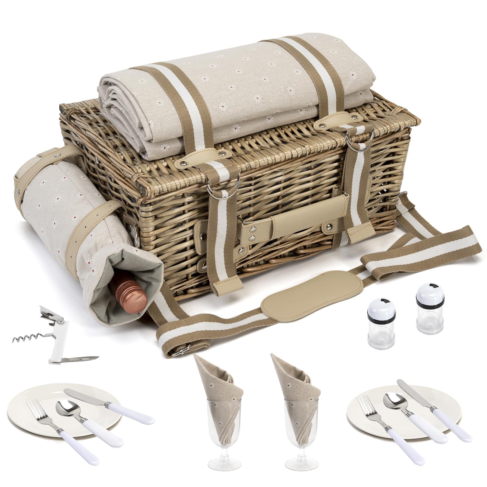 Wine pouch included with SatisInside picnic basket for outdoor use