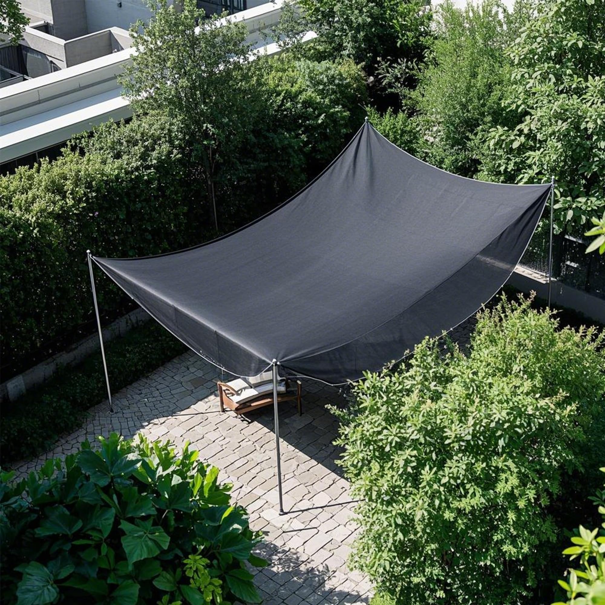 winemana 8x20 FT black shade cloth in use on patio